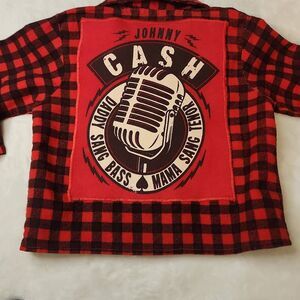 Johnny Cash Upcycle red and black checked flannel shirt from Pepe Jeans Size 6 m